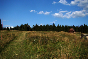pohľad späť na kríž pod Krawcówym Wierchom
