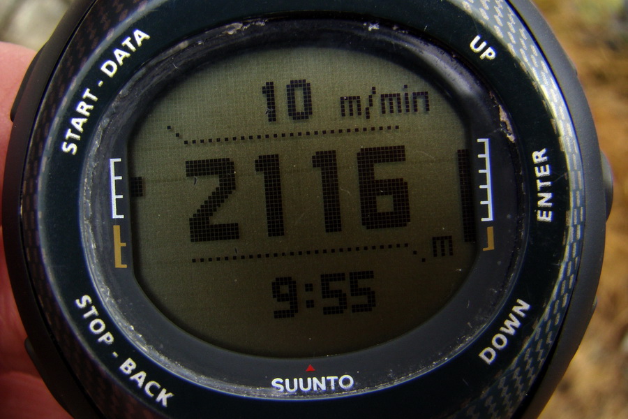 Suunto ukazuje na Príslope nadmorskú výšku 2116 m