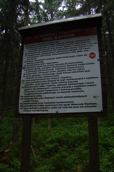 Pokyny pre správanie sa v Prírodnej rezervácii Pięc Kopców