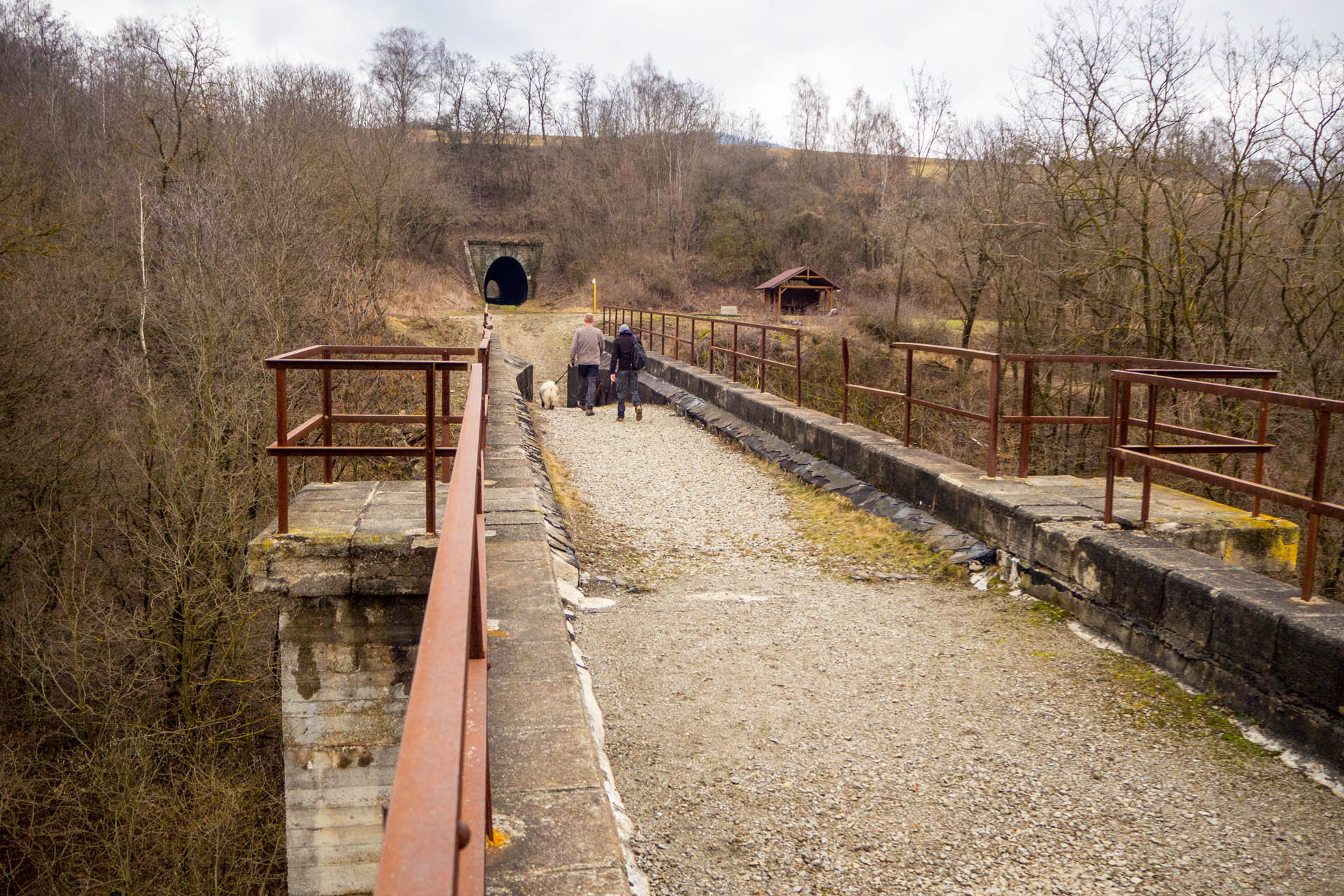 Koprášsky viadukt, Koprášsky a Slavošovský tunel zo Slavošoviec (Stolické vrchy)