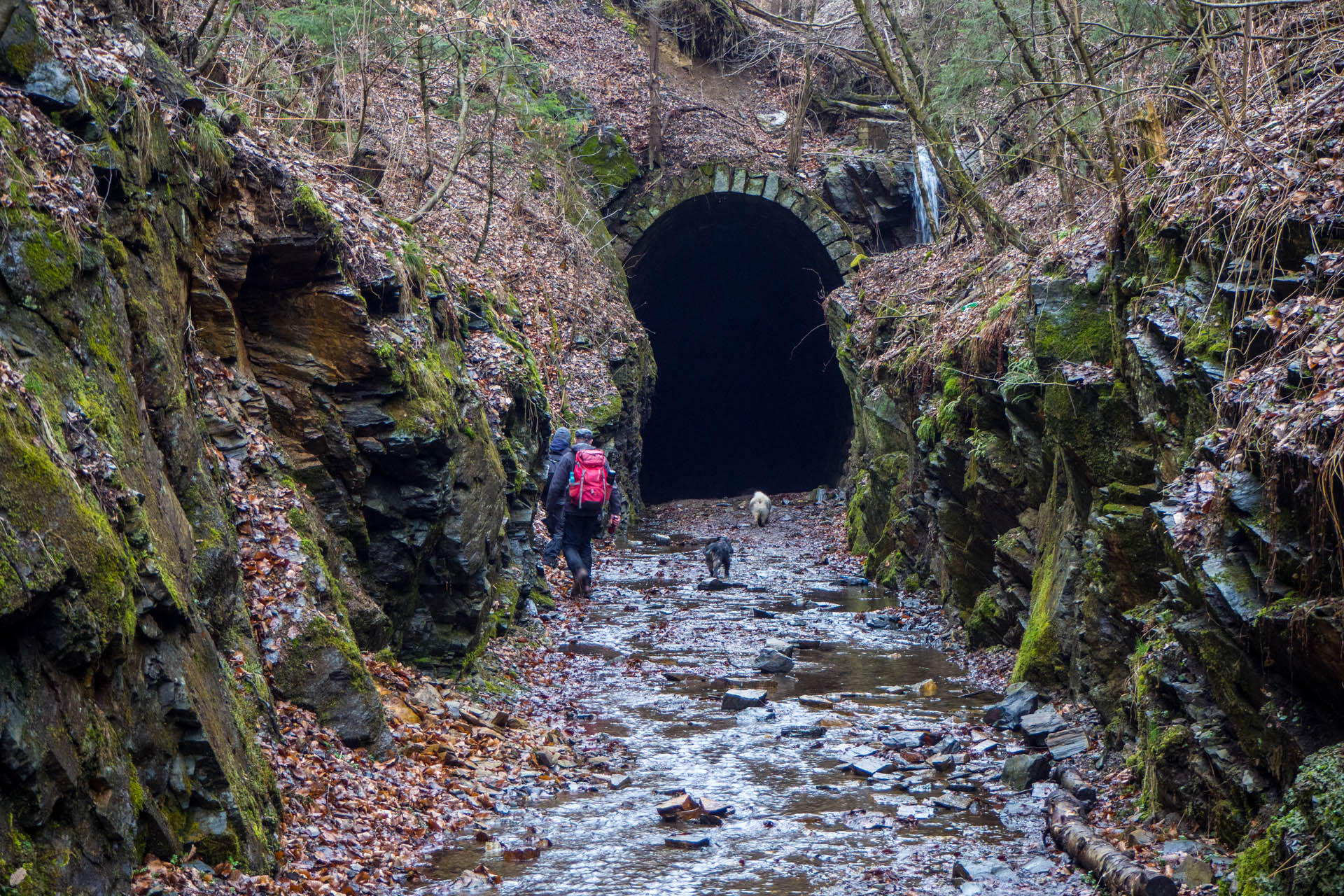 Koprášsky viadukt, Koprášsky a Slavošovský tunel zo Slavošoviec (Stolické vrchy)