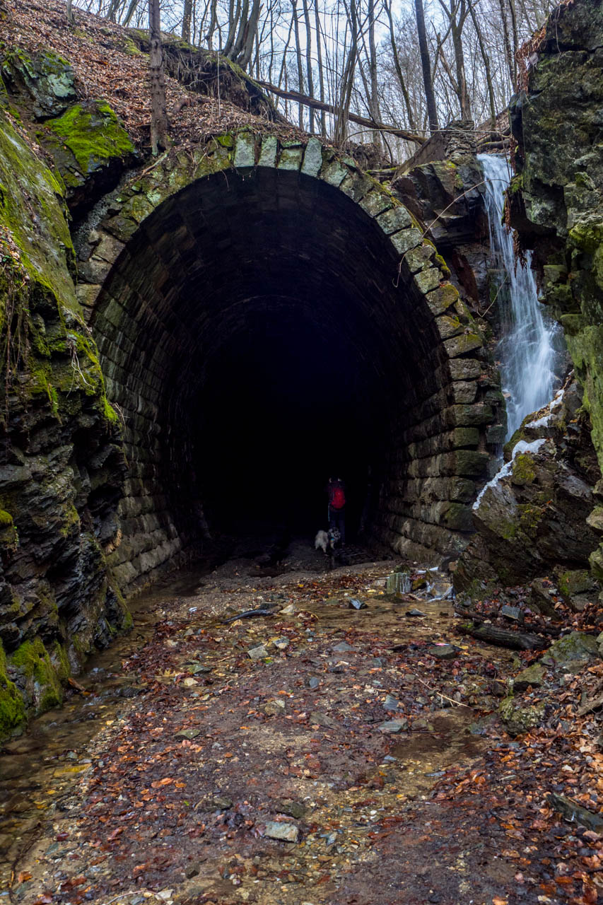 Koprášsky viadukt, Koprášsky a Slavošovský tunel zo Slavošoviec (Stolické vrchy)