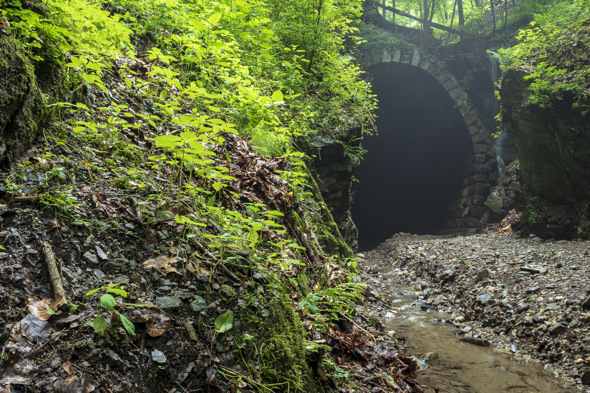 Koprášsky viadukt, Koprášsky a Slavošovský tunel zo Slavošoviec (Stolické vrchy)